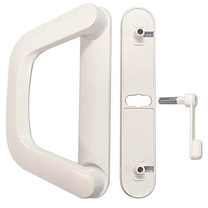 ALLYWASAI Sliding Patio Door Handle Set With Mortise Lock – Keyed, Reversible, Fits 1.5-2 Inch Thick Doors, White Finish, 4-15/16 Inch Hole Spacing ALLYWASAI Sliding Patio Door Handle Set With Mortise Lock – Keyed, Reversible, Fits 1.5-2 Inch Thick Doors, White Finish, 4-15/16 Inch Hole Spacing
