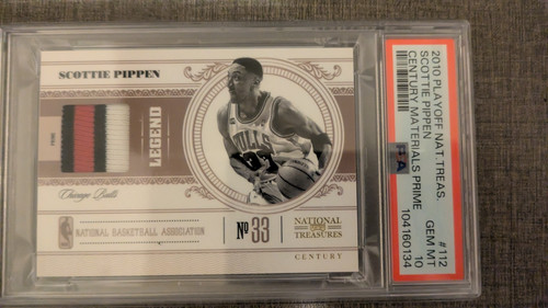2010 National Treasures Scotte Pippen Patch PSA 10 Game Worn /25 POP 1!