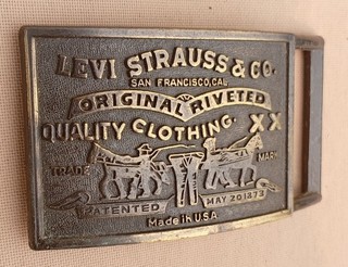 Vintage Levi Strauss & Co. Original Brass Belt Buckle Made in USA Rectangle