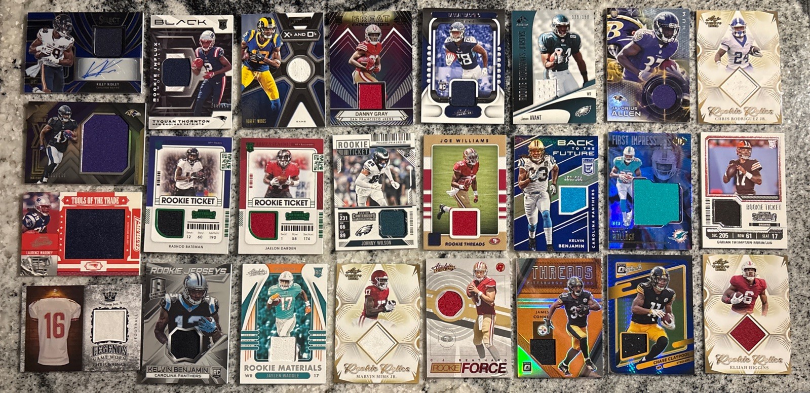 25 Card Lot Football Patch Card Lot With Auto & Numbered Cards
