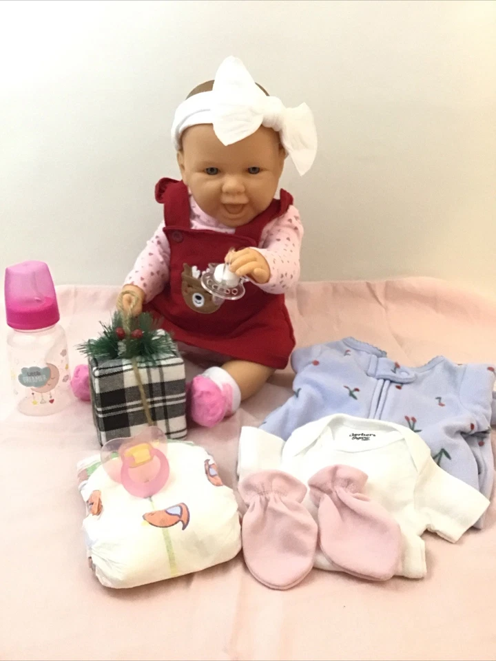 Berenguer La Newborn Moments 17” Full Body Vinyl Vintage Mouth Open Outfits - Image 3 of 4