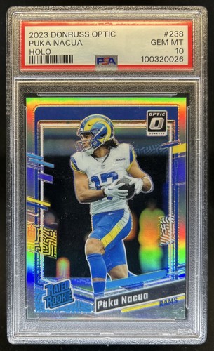 2023 Panini Donruss Optic Puka Nacua Holo Prizm RC Rated Rookie #238 Rams PSA 10