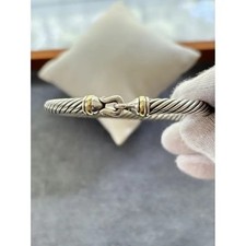 David Yurman 5mm Cable Flex 925 Sterling Silver Buckle Bracelet Large