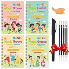 4 Books SANK Copybooks Pen Magic Copy Book Free Wiping Kids Writing Sticker Prac