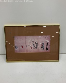 Vintage Traditional Japanese Geisha Women Art Framed