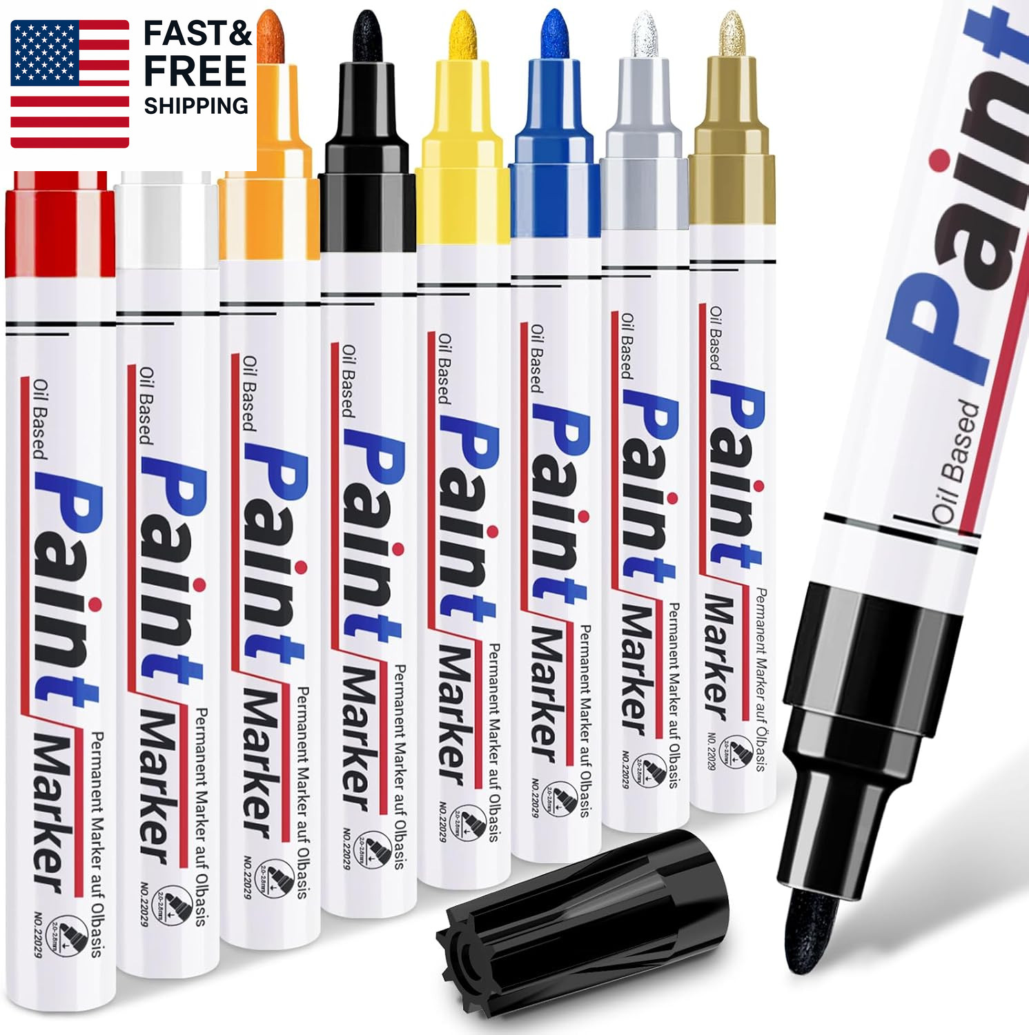 For Metal: 8 Colors Oil Based Permanent Paint Pens For M