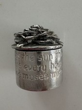 Silver Scenes Miniature Trinket/pill Box Succulent Plant Lid With Quote 1993