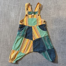 Kathmandu Imports Kids Patchwork Striped Cotton Overalls Size S
