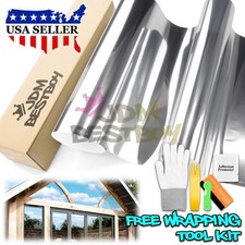 Silver Chrome Window Tint One Way Mirror Film Uv Heat Reflective Home Office Diy