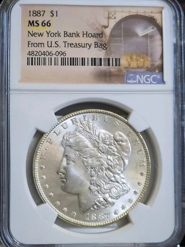 1887 Morgan Silver Dollar MS66 NGC Bank Hoard Blast White Coin GEM BU CH PQ UNC