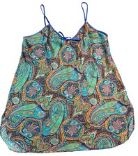 Vintage 90's California Miss Paisley Slip Dress With Spaghetti Straps Boho Style