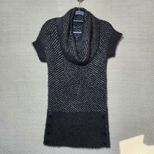 Candie's Small Sweater Dress Cowel Neck. Black and Gray Mini Light Weight