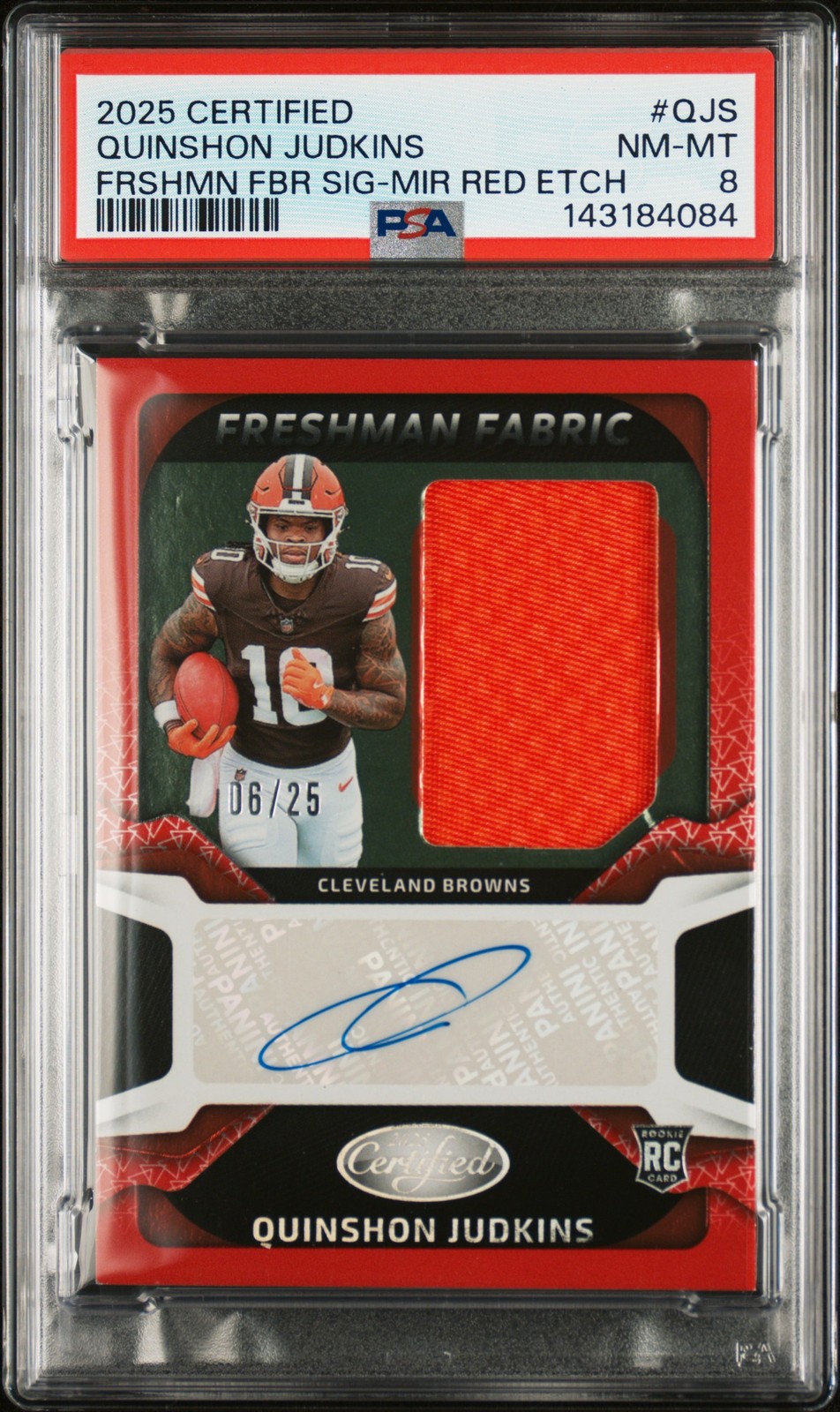 Quinshon Judkins Panini Certified Freshman Fabric Signatures #QJS Mirror Red