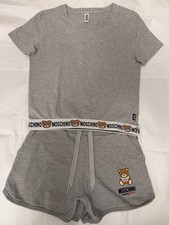 Moschino Ropa Interior Oso de Peluche Conjunto de Salón Gris Camiseta Pantalones Cortos Mujer S/M