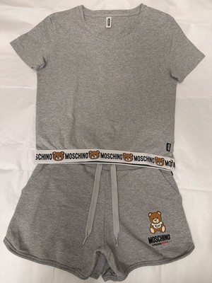 Moschino Underwear Teddy Bear Lounge Set Gray T-Shirt Shorts Women S/M