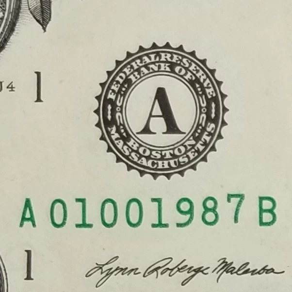 Turned Digit 1987 Birthday Dollar Serial Number 1 BEP 1 Boston US 2021 A Gaspump - Image 2 of 4