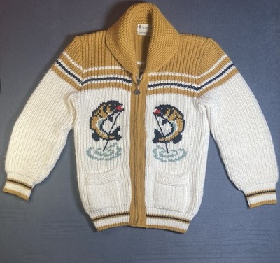 Vintage Knit Rite Mills Pure Orlon Cardigan Sweater Trout M