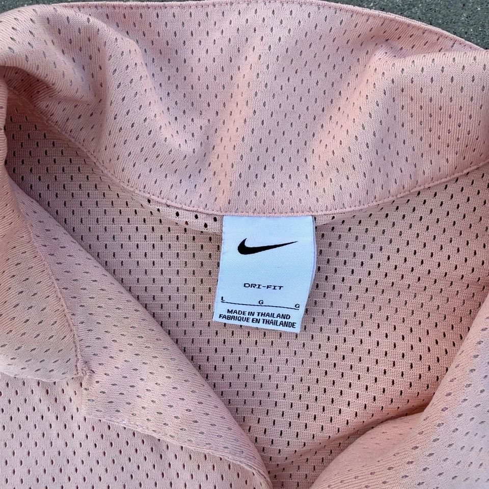 Nike Dri-Fit Button Up Shirt Men’s Large Pink Mesh Just Do It Graphic Swoosh Rar - Image 4 of 4