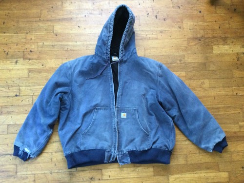 Carhartt J140 NVY Active Jacket Hooded Duck Canvas Quilt Lined 2XL Regular Distr