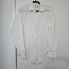 VTG White Button Down Soil Resistant Finish Mens Sz M Korea Office Retro Timeles