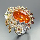 Handmade Natural Amber Ring 925 Sterling Silver Size 8 /R478451