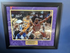 Michael Jordan Magic Johnson Signed Photo Framed with COA Los Angeles Lakers