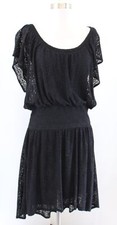 Leifnotes Anthropologie Black Lace Smocked Waist Hi Lo Dress Size M