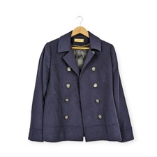 Kathleen Kelly Womens Jacket Navy Blue Double Breasted Button Down Coat Size 6