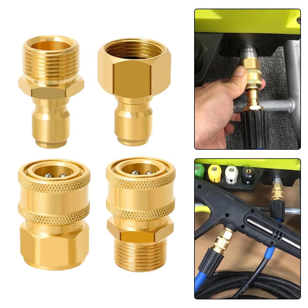 Quick Connect Brass Adapters 4pcs for High For Pressure Washer Hose Connection