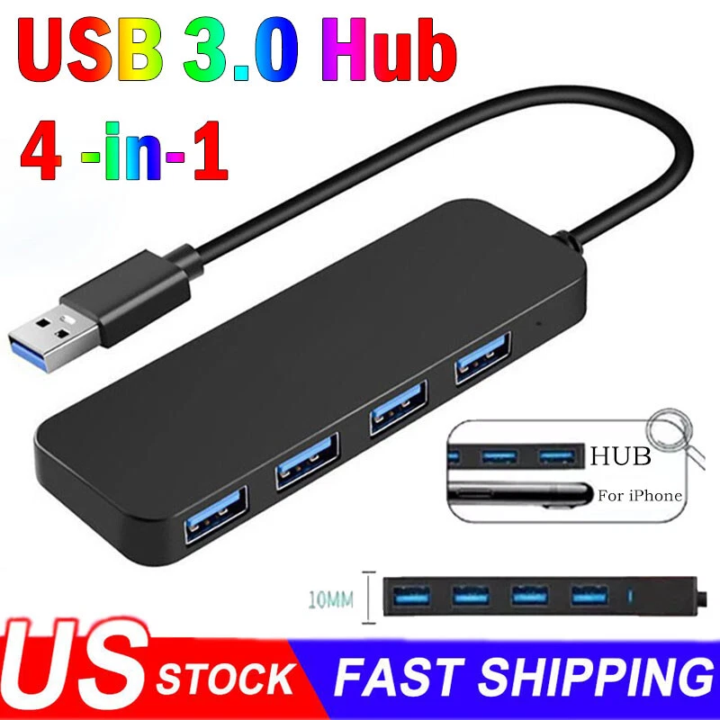 USB 3.0 4-Port USB Hub USB Splitter USB Expander for Laptop, Flash Drive