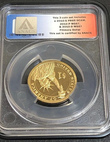 2010 S Millard Fillmore ANACS - PR69 DCAM First Day of Issue Dollar Coin - Picture 7 of 9