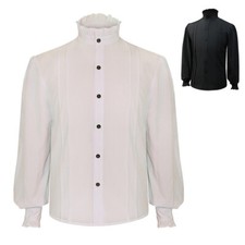 Men Vintage Medieval Ruffled Pirate Renaissance Costume Victorian Shirt Vampire
