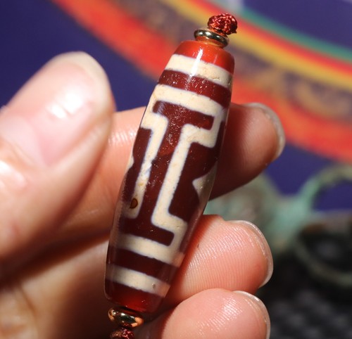 Energy Tibetan Top Old Agate Red Color Shinning Star dZi Bead Pendant Amulet $$$ - Picture 7 of 7