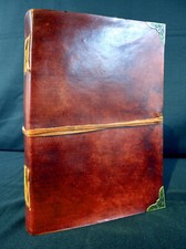 Large Brown Distressed Leather Journal with Pages of Cartridge Drawing Paper