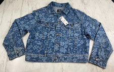 Lee - Womens Cropped Rider Blue Denim Jacket Tropical Print - S