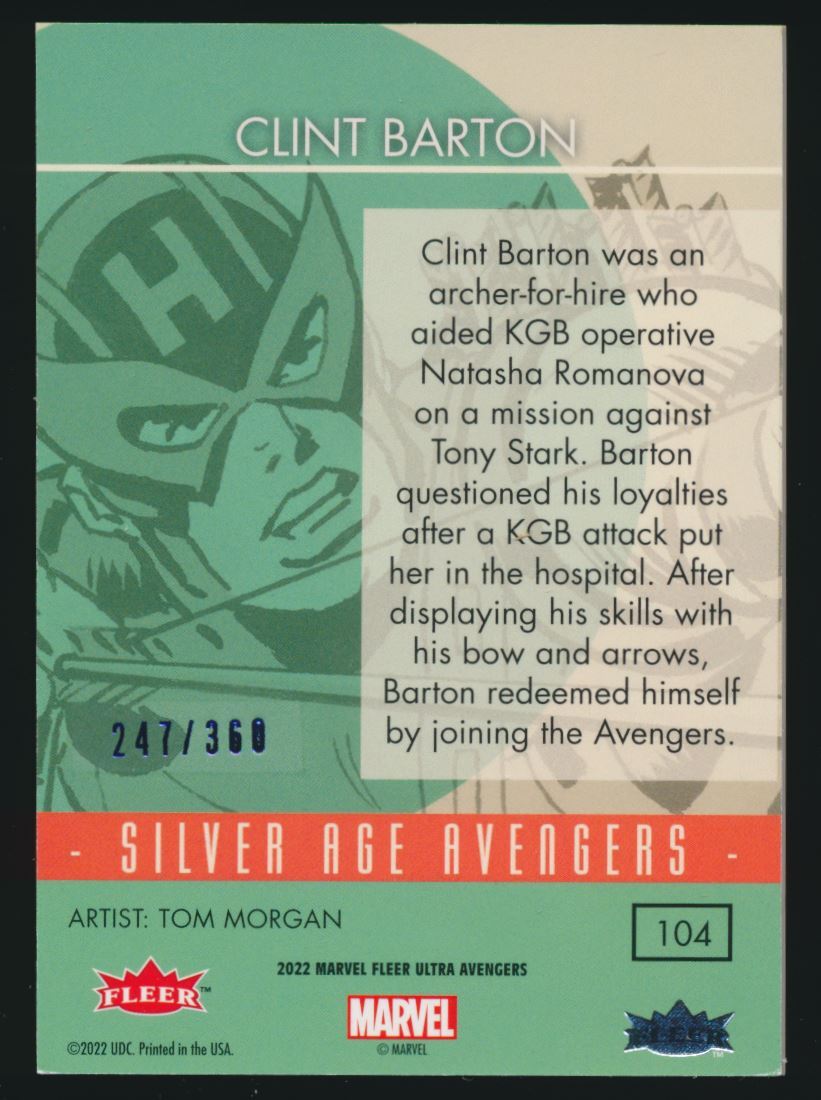 2022 Fleer Ultra Avengers Blue Foil #104 Clint Barton 247/360 | eBay