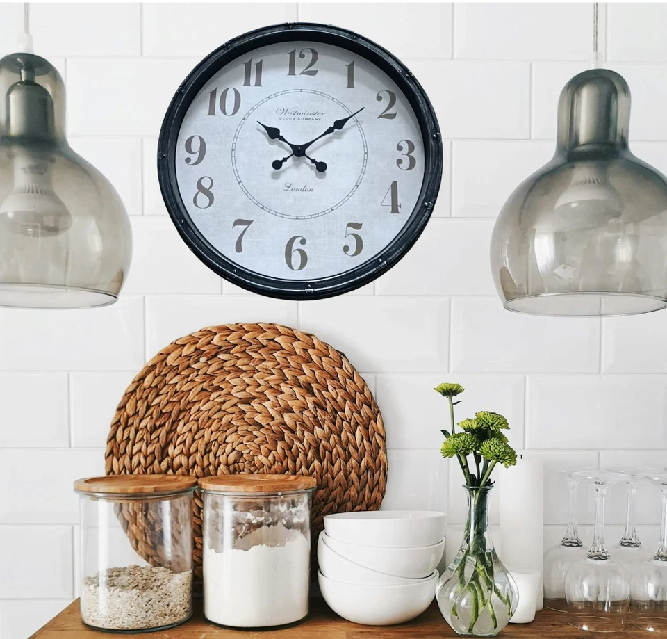 48 cm Vintage Wall Clock Classic Antique Quartz Silent Non-Ticking Home Décor - Image 4 of 4