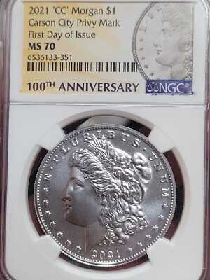 2021 CC MORGAN silver Dollar NGC MS 70 First Day Issue CARSON CITY