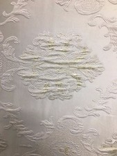 MILK WHITE IVORY Damask Brocade Upholstery Drapery Fabric 54 in. Sold BTY