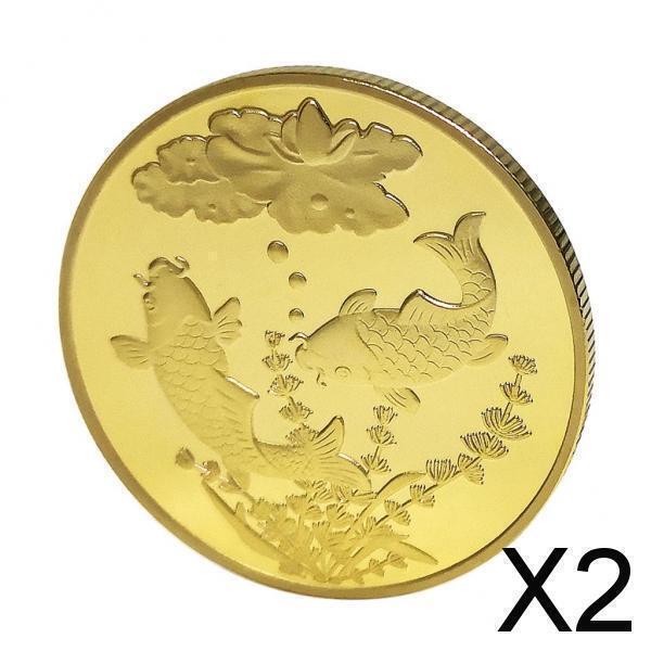 2X 40mm Vergoldete Gedenkmünze Andenken Glückliche Münze Collectibles