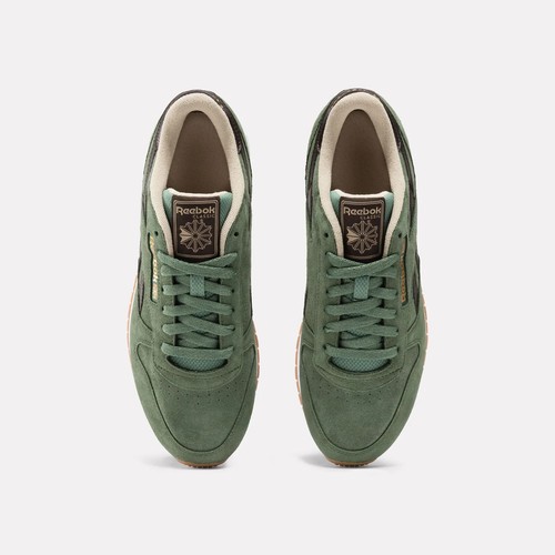 Sneakers classiche unisex Reebok in pelle verde/marrone scarpe UK 7 - Foto 5 di 8