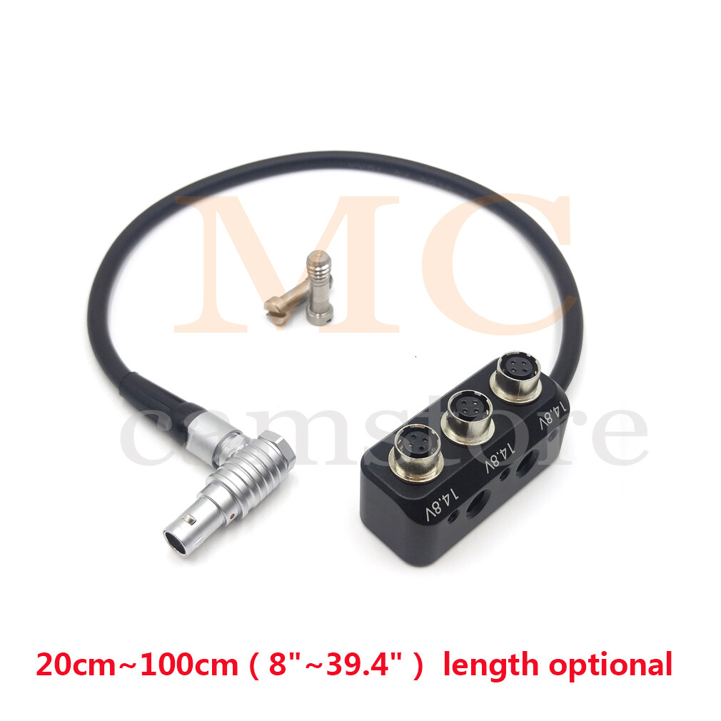 Right Angle 0B 2 Pin Male to 3 x Hirose 4 Pin Female，for Camera