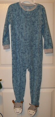 Carter's Wildlife Moose Animal One Piece Footed Fleece Pajama Boys Size 4T NWT  