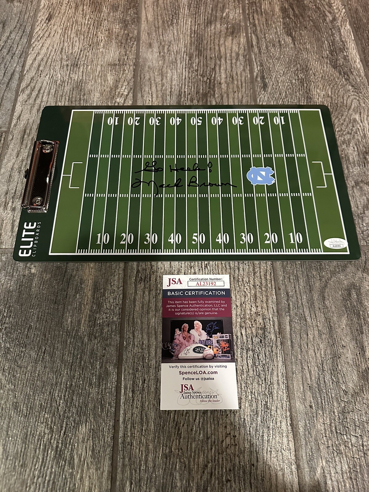 MACK BROWN SIGNED NORTH CAROLINA TAR HEELS COACHING CLIPBOARD JSA COA AUTOGRAPH 
