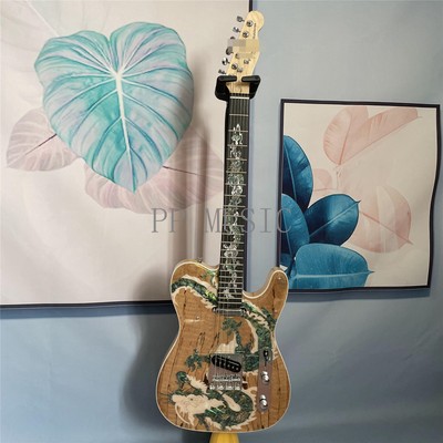 TL Electric Guitar Spalted Maple Veneer SS Pickup Alder Body Maple Neck 6 String
