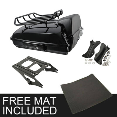 Black Razor Trunk Backrest Mount Docking Fit For Harley Street Glide 2014-2026
