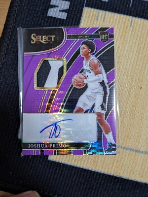  2021-22 SELECT RPA ROOKIE PATCH JOSHUA PRIMO PURPLE PULSAR RC AUTO /15 SPURS