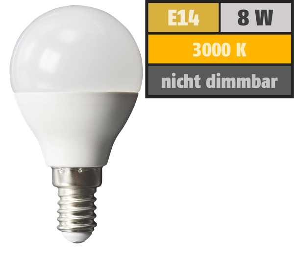 Led Tropfenlampe Mcshine, E14, 8W, 600Lm, 160°, 3000K, Warmweiß, Ø45X88Mm E14 --image