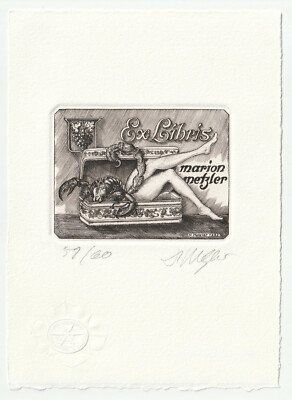 HANSJÖRG METZLER: Exlibris ex musicis für Monica + Carl B. Schmitt-Hohn, Geige