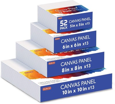 Shuttle Art Painting 52 Pack - 13 of Each 5x5, 6x6, 8x8, 10x10 inch, white 